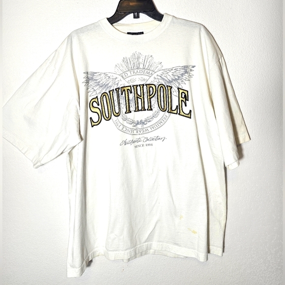 South Pole Vintage Men's T-Shirt White with Gold Size XL *See Stain - Picture 1 of 8